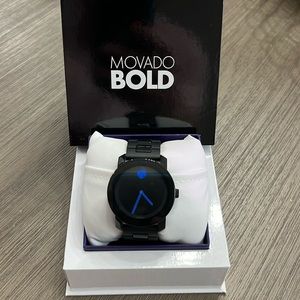 Movado BOLD watch, 42 mm black TR90 composite material and stainless steel case